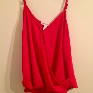 Boutique Red Chiffon Wrap Top
